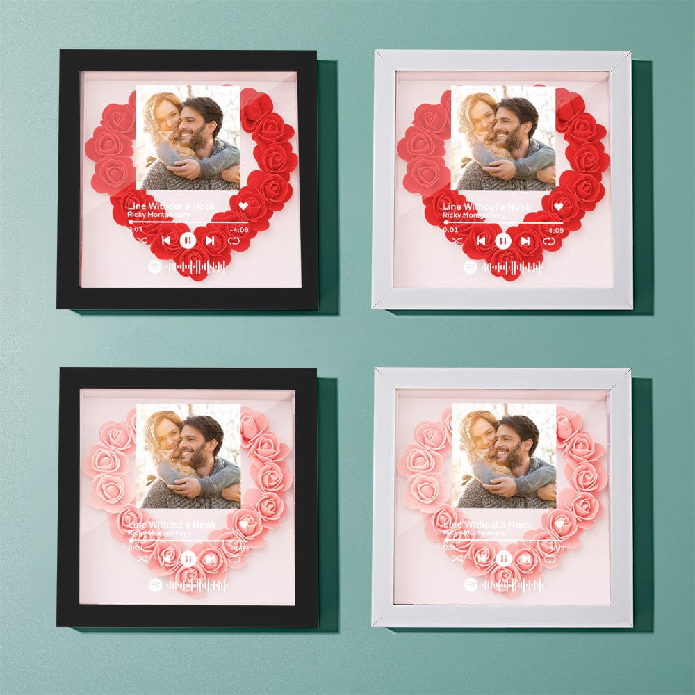 Custom Scannable Spotify Code Photo Music Flower Shadow Box Personalized Flower Shadowbox Frame Gift