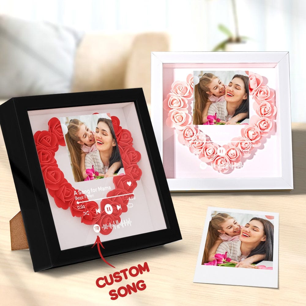 Custom Flower Shadow Box with Spotify Code Personalized Gifts for Mum