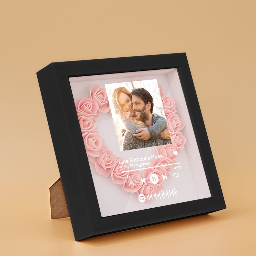 Custom Flower Shadow Box With Spotify Code Photo Gifts for Her 3 Tyles