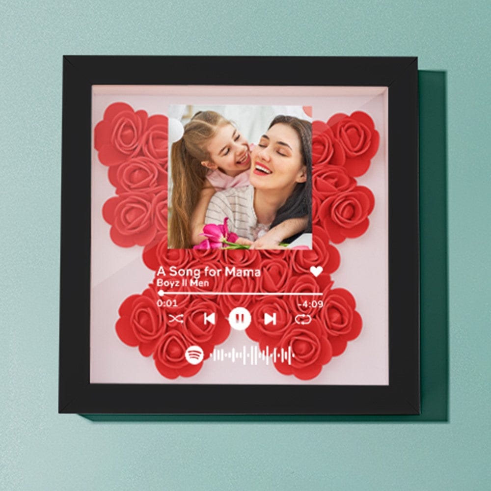 Custom Flower Shadow Box with Spotify Code Personalized Gifts for Mum