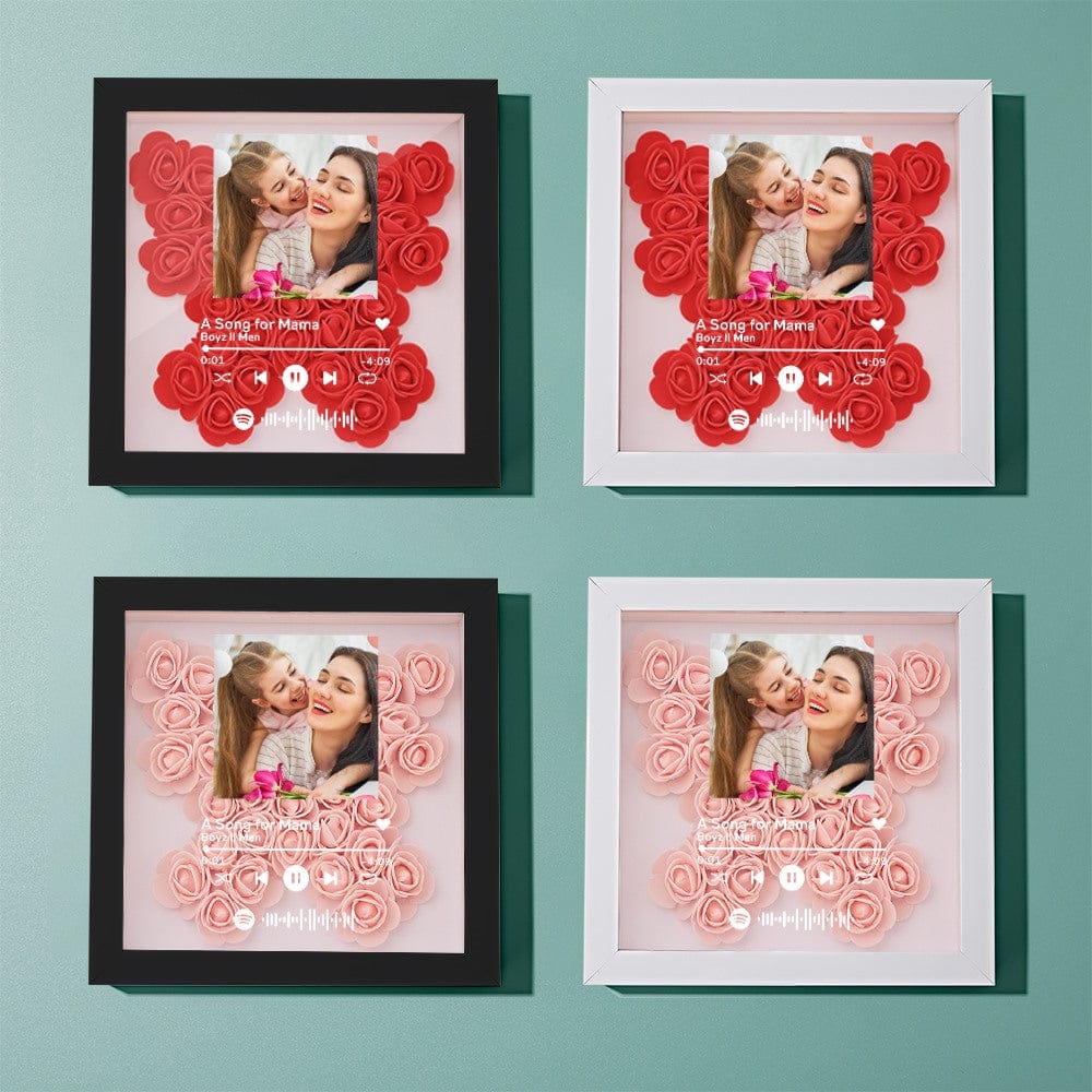 Custom Flower Shadow Box with Spotify Code Personalized Gifts for Mum