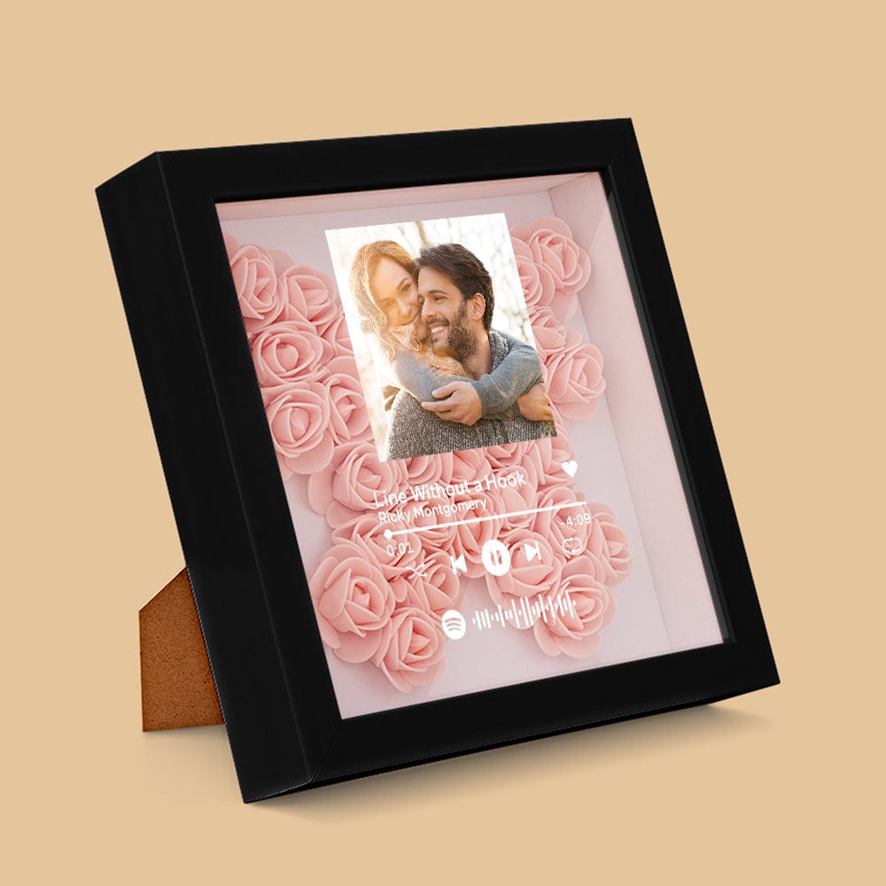 Custom Scannable Spotify Code Photo Music Flower Shadow Box Personalized Flower Shadowbox Frame Gift