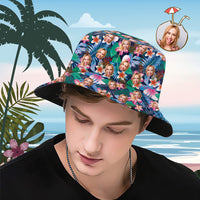 Custom Bucket Hat Personalised Face All Over Print Tropical Flower Print Hawaiian Fisherman Hat - Fashion Flowers