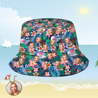 Custom Bucket Hat Personalised Face All Over Print Tropical Flower Print Hawaiian Fisherman Hat - Fashion Flowers