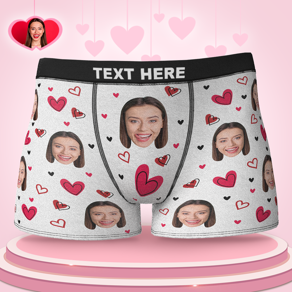 Custom Face Boxers Full of Heart Valentine's Day Gifts For Boyfriend