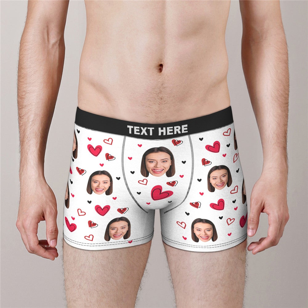 Custom Face Boxers Full of Heart Valentine's Day Gifts For Boyfriend