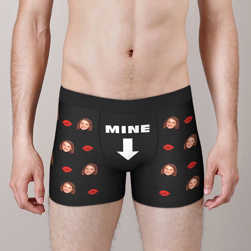 Custom Face Boxers Brief with Lip Print You Are Mine Valentine's Day Gifts