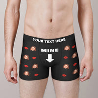 Custom Face Boxers Brief with Lip Print You Are Mine Valentine's Day Gifts