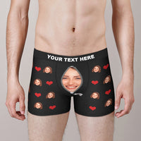 Custom Love Heart Girlfriend Face Boxer Brief Christmas Gifts For Him