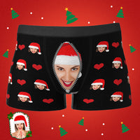 Custom Love Heart Girlfriend Face Boxer Brief Christmas Gifts For Him