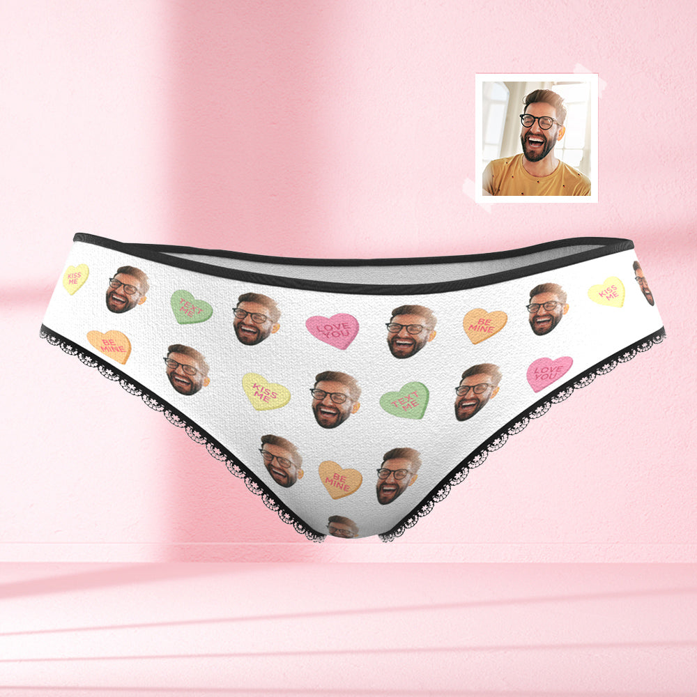 Custom Face Women's Panties Candy Hearts