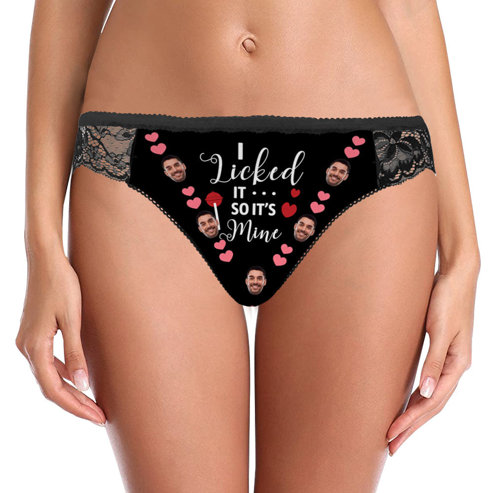 Custom Women Lace Panty Face Sexy Panties - I Licked It So It's Mine