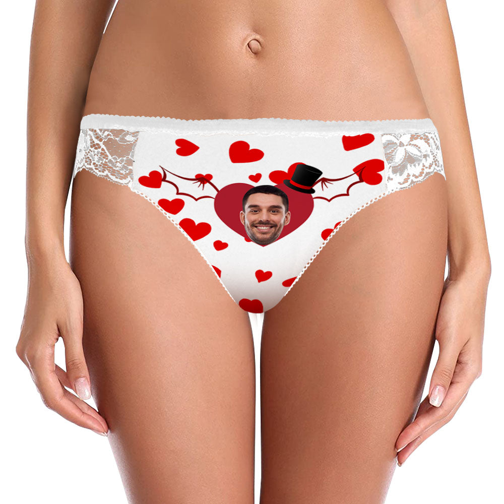 Custom Face Women Lace Panty I Love You Heart Sexy Panties