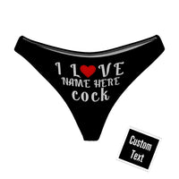 Custom Name I Love Cock Thong Panties Personalised Text Sexy Funny Panty Womens Thong Gift For Her