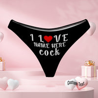 Custom Name I Love Cock Thong Panties Personalised Text Sexy Funny Panty Womens Thong Gift For Her