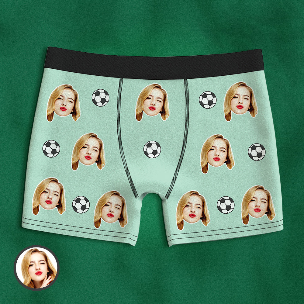 Custom Face Boxer Briefs Personalised Soccer Sports Boxers Gift for Him