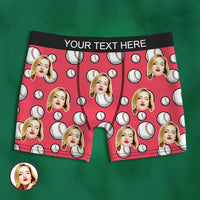 Custom Face Boxer Briefs Personalised Baseball Sports Boxers Gift for Him