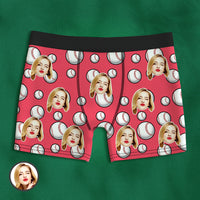 Custom Face Boxer Briefs Personalised Baseball Sports Boxers Gift for Him