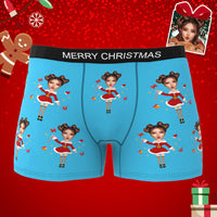 Custom Photo Boxer Santa Claus Face Underwear Couple Gifts Christmas Gift AR View