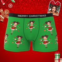 Custom Photo Boxer Santa Claus Face Underwear Couple Gifts Christmas Gift AR View