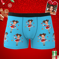 Custom Photo Boxer Santa Claus Face Underwear Couple Gifts Christmas Gift AR View