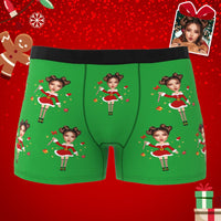 Custom Photo Boxer Santa Claus Face Underwear Couple Gifts Christmas Gift AR View