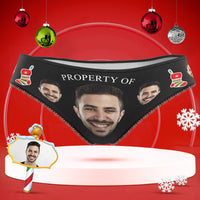 Custom Face Underwear Personalised Women High-Cut Briefs Panties Christmas - Property Of