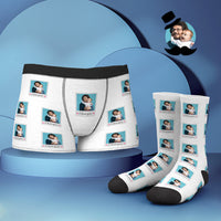 Custom Face Boxer Shorts And Socks Set I LOVE YOU