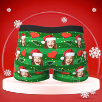 Custom Face Boxers Briefs Men's Shorts With Girlfriend Photo Heart Christmas Gifts