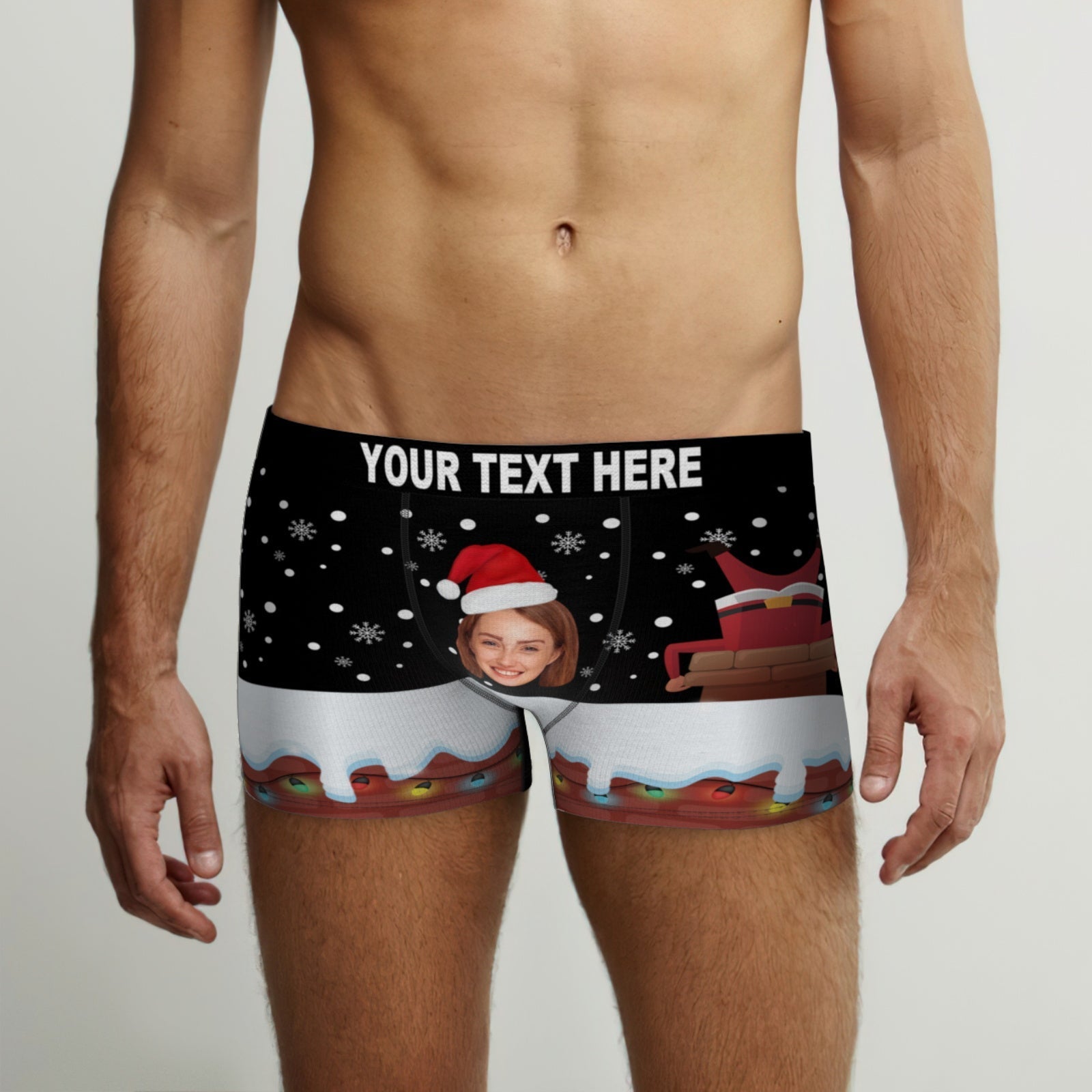 Custom Girlfriend Face Funny Boxer Briefs Christmas Gift for Him