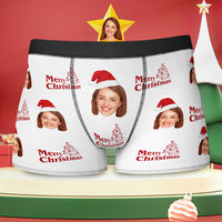 Custom Face with Santa Hat Christmas Men's Boxer Briefs Christmas Gift