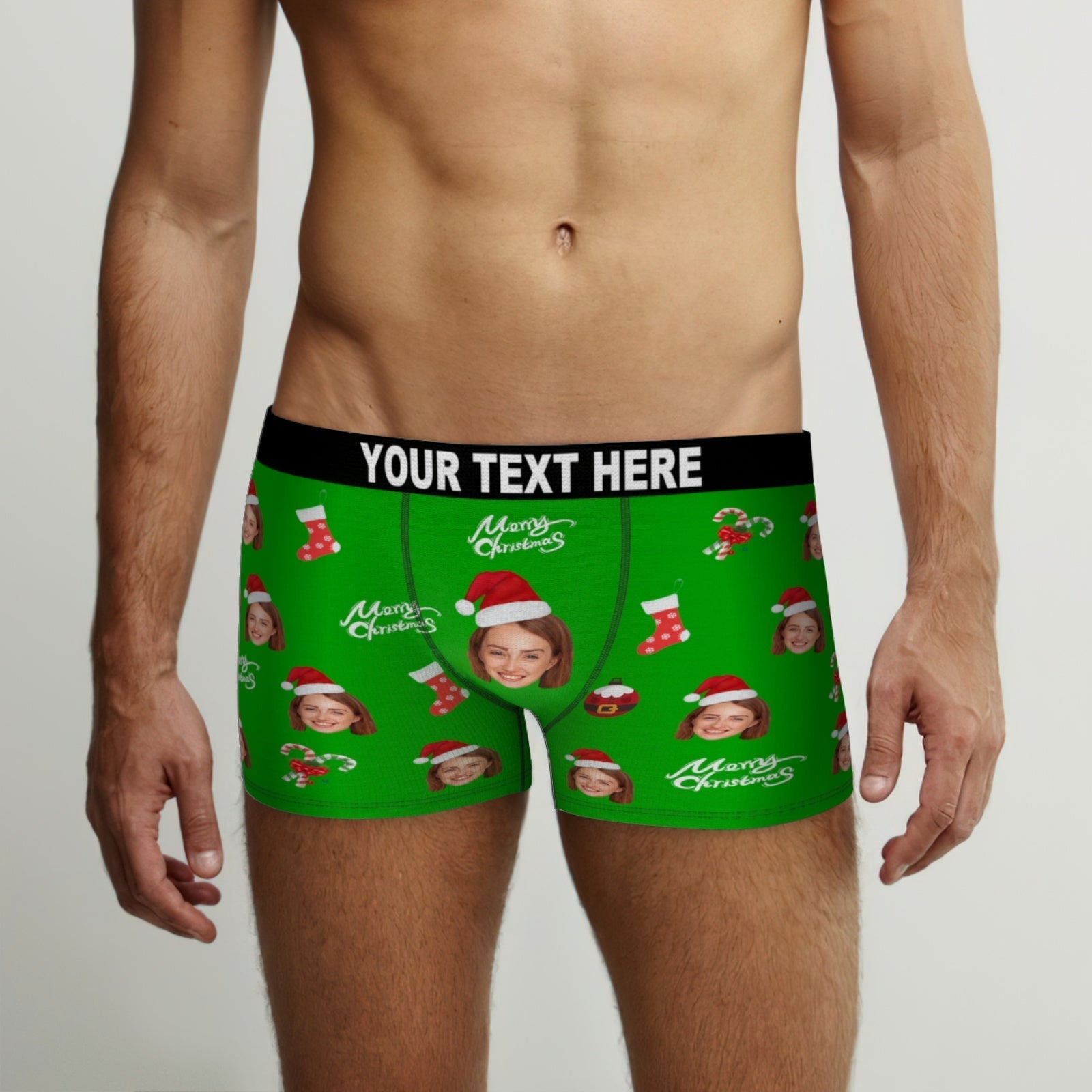 Custom Face Boxer Briefs Merry Christmas Personalised Face Underwear Christmas Gift