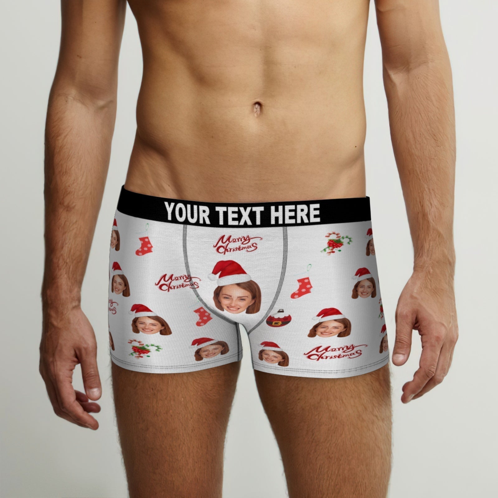 Custom Face Boxer Briefs Merry Christmas Personalised Face Underwear Christmas Gift