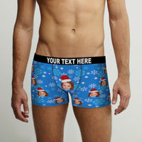 Custom Face Naughty Snowflakes Boxer Briefs Funny Personalised Face Underwear Christmas Gift