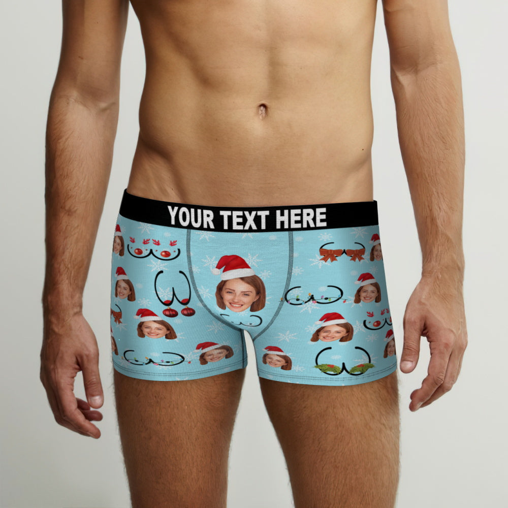 Custom Face Christmas Bust Boxer Briefs Funny Personalised Face Underwear Christmas Gift