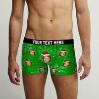 Custom Face Christmas Snowflake Boxer Briefs Funny Personalised Face Underwear Christmas Gift