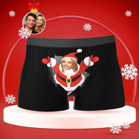 Men's Custom Face Boxer With Girlfriend Photo Open Arms Christmas Gift