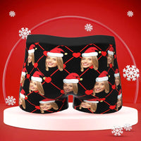 Custom Face Boxer with Girlfriend Picture Personalised Christmas Hat Pattern Men's Shorts