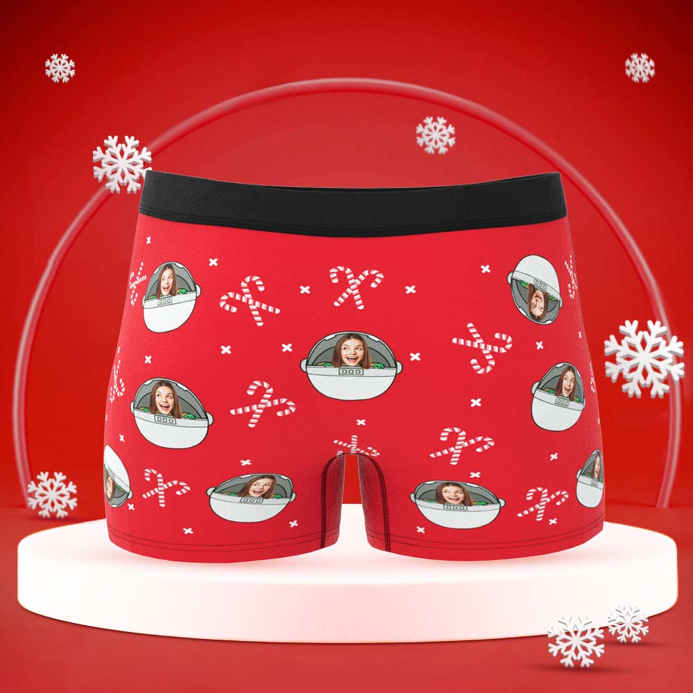 Custom Face Boxers Briefs Personalised Men's Shorts With Photo Christmas Gifts Red