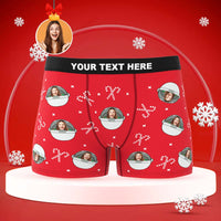 Custom Face Boxers Briefs Personalised Men's Shorts With Photo Christmas Gifts Red