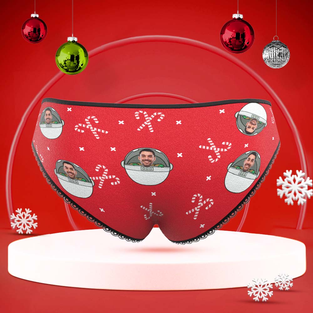 Custom Face Underwear Personalised Women Panties With Photo Christmas Gifts Red