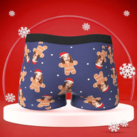 Custom Face Boxers Briefs Personalised Men's Shorts With Photo Christmas Gifts - Gingerbread