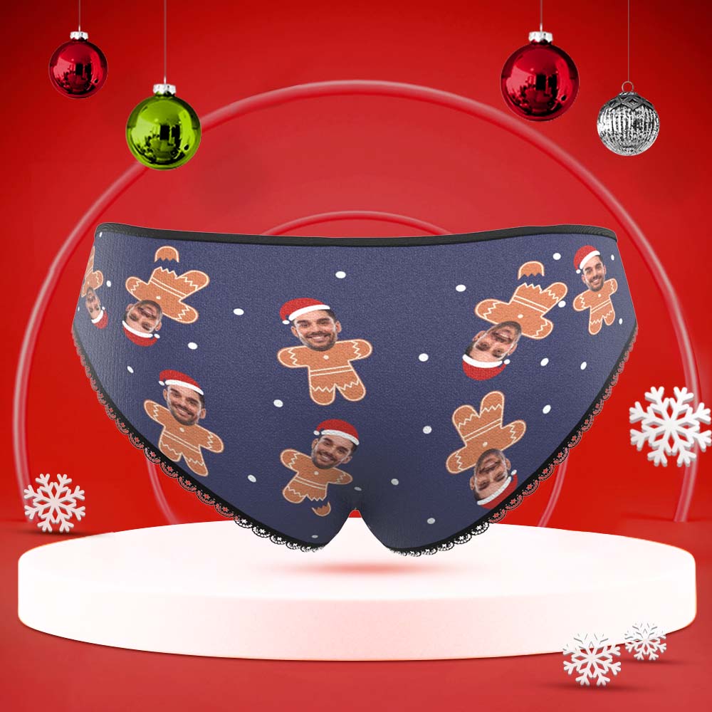 Custom Face Underwear Personalised Women Panties With Photo Christmas Gifts - Gingerbread