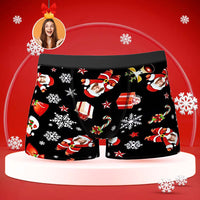 Custom Face Boxers Briefs Personalised Men's Shorts With Photo Santa Snowman Christmas Gifts