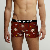 Custom Face Boxers Briefs Personalised Men's Shorts With Photo Snowflake And Antler Christmas Gifts