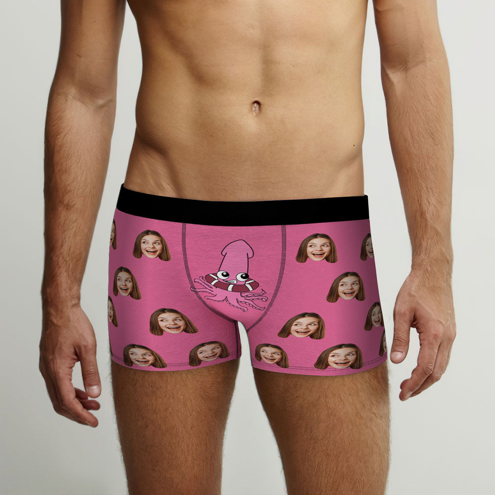 Custom Face Boxer Briefs Naughty Octopus Personalised Funny Valentine's Day Gift for Him