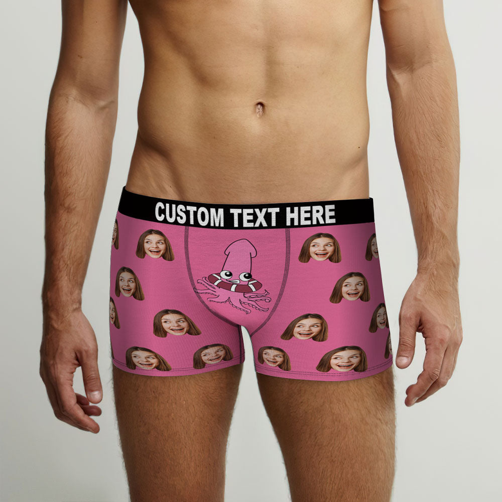 Custom Face Boxer Briefs Naughty Octopus Personalised Funny Valentine's Day Gift for Him