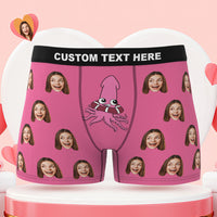 Custom Face Boxer Briefs Naughty Octopus Personalised Funny Valentine's Day Gift for Him