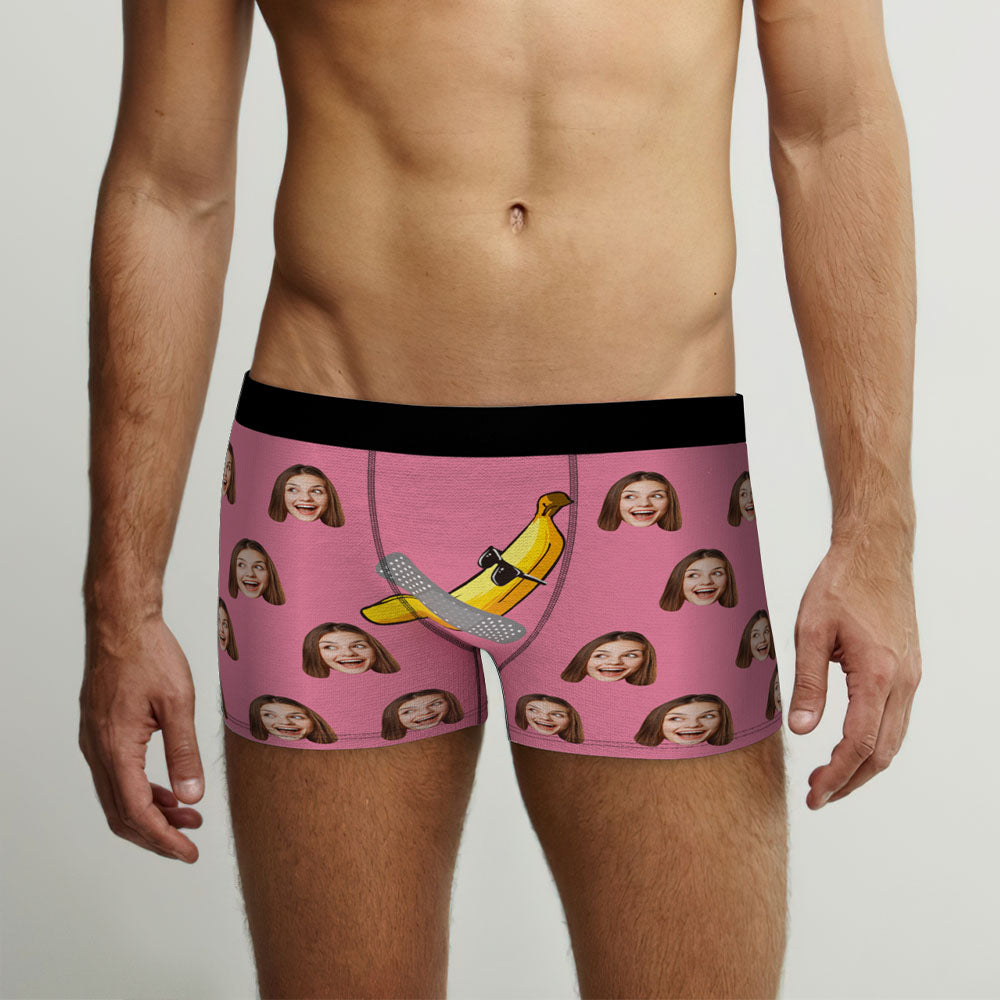 Custom Face Boxer Briefs Naughty Banana Personalised Funny Valentine's Day Gift for Him