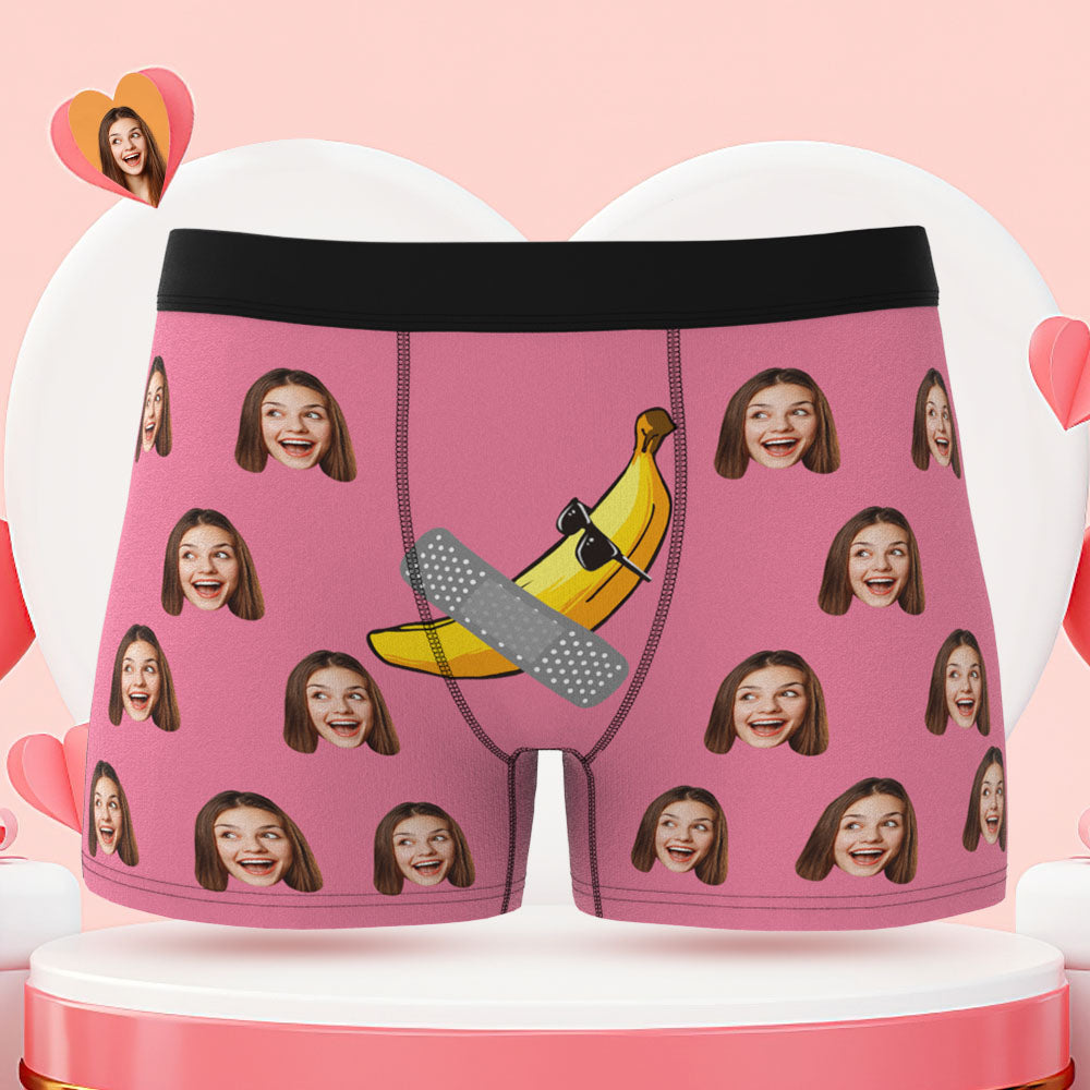 Custom Face Boxer Briefs Naughty Banana Personalised Funny Valentine's Day Gift for Him